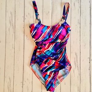 Calvin Klein Bright Brushstroke One Piece Swimsuit / Bathing Suit - MEDIUM, sz 6